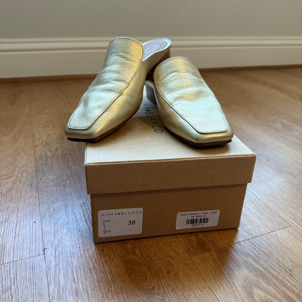HUMA BLANCO FÉLIX GOLD MULES SIZE 7.5 (38) - Picture 2 of 7